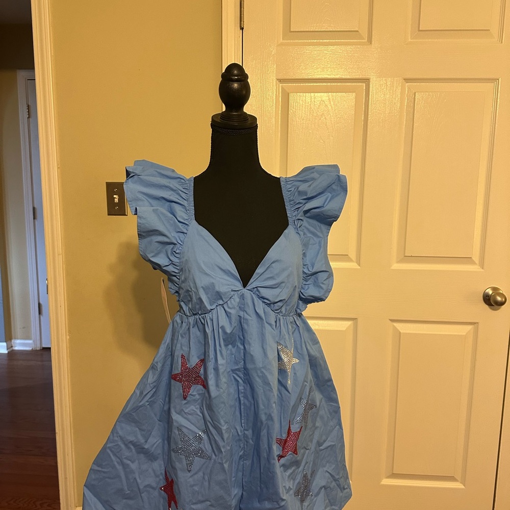 Blue romper with Star Accents